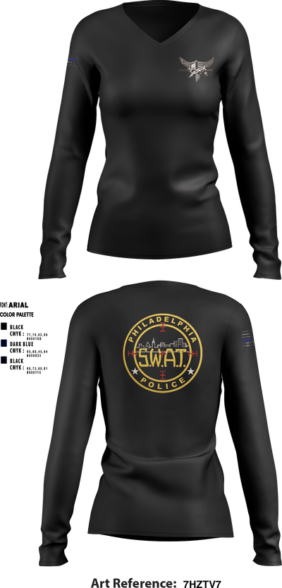 Philadelphia Police SWAT 84956404 Women's Long Sleeve V-neck Shirt - 1