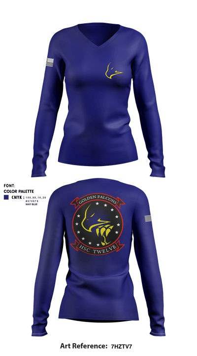 HSC-12 78578073 Women's Long Sleeve V-neck Shirt - 1