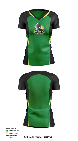 Women's Short Sleeve Vneck Shirt, Albany R-3 School Cheer, School Spirit Store, Teamtime, Team time, sublimation, custom sports apparel, team uniforms, spirit wear, spiritwear, sports uniforms, custom shirts, team store, custom team store, fundraiser sports, apparel fundraiser