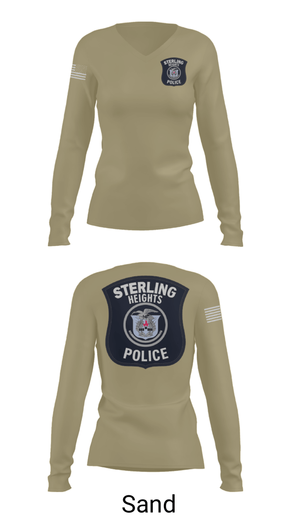 Women's Long Sleeve Vneck Shirt, , Police, Teamtime, Team time, sublimation, custom sports apparel, team uniforms, spirit wear, spiritwear, sports uniforms, custom shirts, team store, custom team store, fundraiser sports, apparel fundraiser