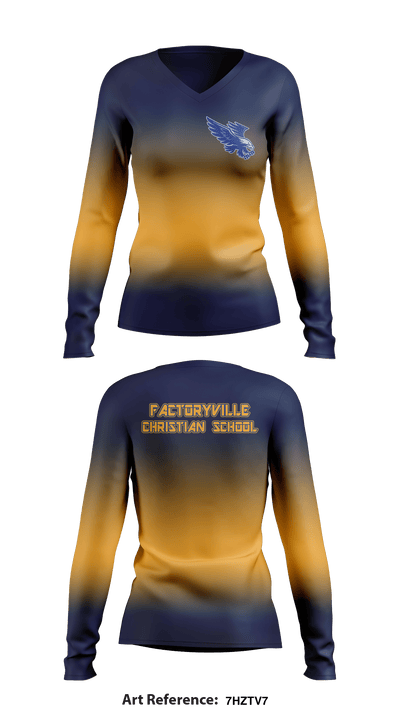 Factoryville Christian School 78112632 Women's Long Sleeve V-neck Shirt - 2