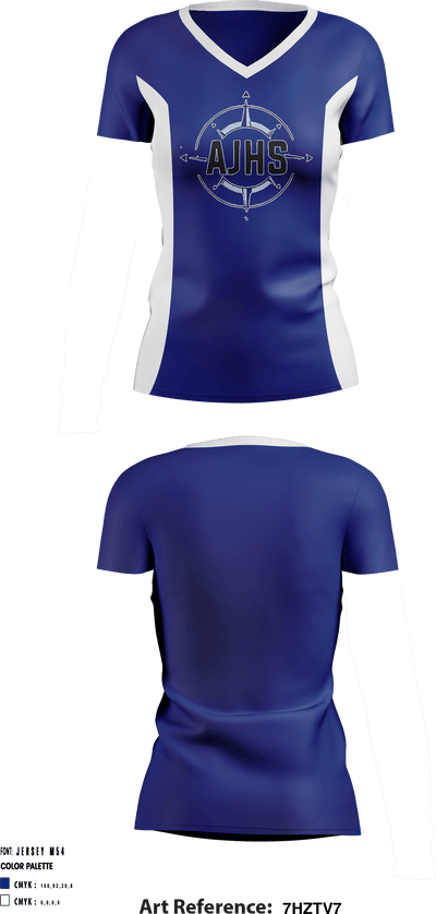 Auburn Junior High School Cheer 19595021 Women's Short Sleeve V-neck Shirt - 1