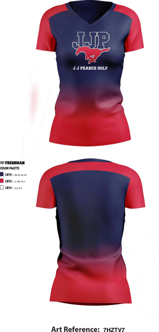 Women's Short Sleeve Vneck Shirt, J J Pearce High School Golf, Golf, Teamtime, Team time, sublimation, custom sports apparel, team uniforms, spirit wear, spiritwear, sports uniforms, custom shirts, team store, custom team store, fundraiser sports, apparel fundraiser