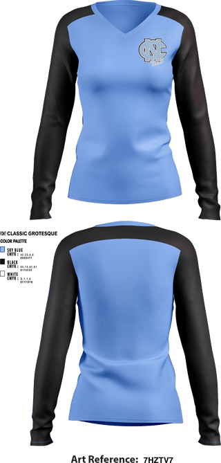 Women's Long Sleeve Vneck Shirt, Sharks, Baseball, Teamtime, Team time, sublimation, custom sports apparel, team uniforms, spirit wear, spiritwear, sports uniforms, custom shirts, team store, custom team store, fundraiser sports, apparel fundraiser