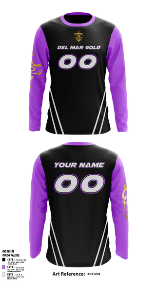 Long Sleeve Performance Shirt, Del Mar Gold, Football, Teamtime, Team time, sublimation, custom sports apparel, team uniforms, spirit wear, spiritwear, sports uniforms, custom shirts, team store, custom team store, fundraiser sports, apparel fundraiser