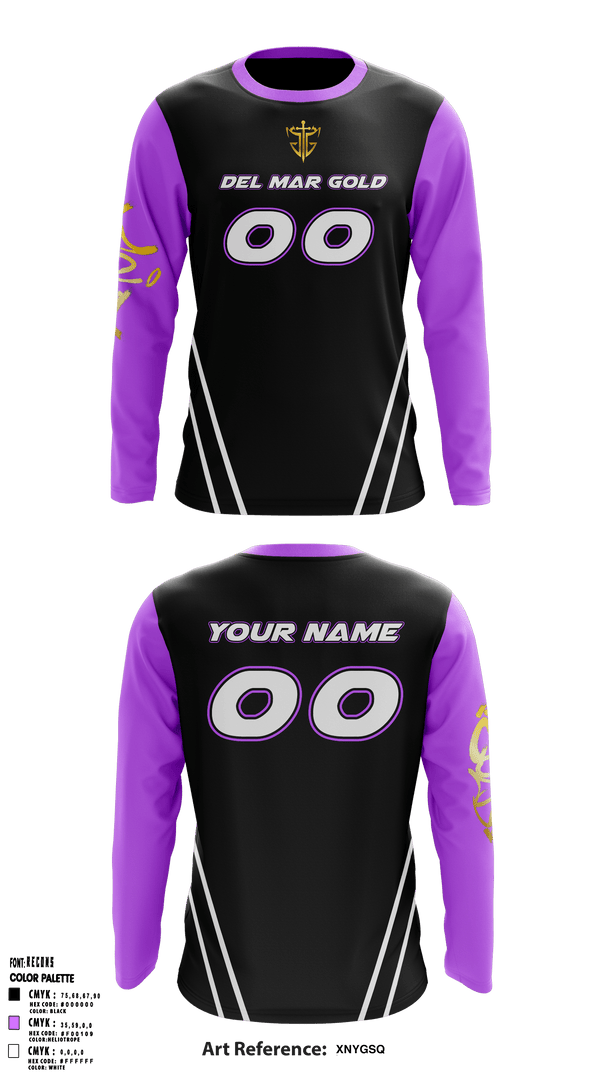 Long Sleeve Performance Shirt, Del Mar Gold, Football, Teamtime, Team time, sublimation, custom sports apparel, team uniforms, spirit wear, spiritwear, sports uniforms, custom shirts, team store, custom team store, fundraiser sports, apparel fundraiser