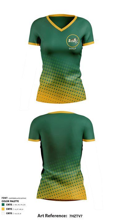 Siena College Golf 40900646 Women's Short Sleeve V-neck Shirt - 1