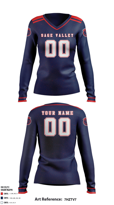 Sage Valley Junior High School Women's Volleyball 80348519 Women's Long Sleeve V-neck Shirt - 1