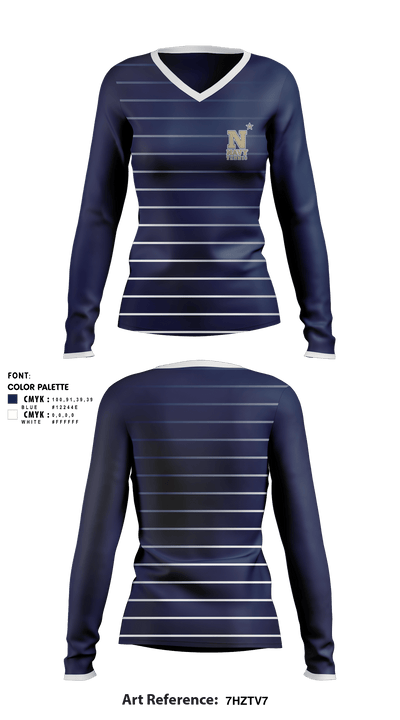 US Naval Academy Women's Tennis 46296376 Women's Long Sleeve V-neck Shirt - 1