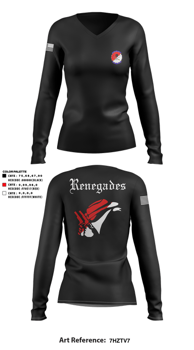 Alpha Troop 2-6 Cav Renegades 60114489 Women's Long Sleeve V-neck Shirt - 1