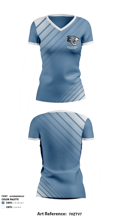 Panther Creek High School Gymnastics 12678149 Women's Short Sleeve V-neck Shirt - 1