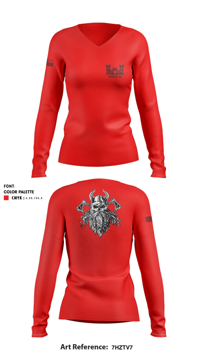 444th En Co 5135337 Women's Long Sleeve V-neck Shirt - 1