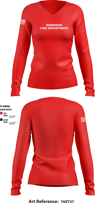 Robinson Fire Department 28685597 Women's Long Sleeve V-neck Shirt - 1