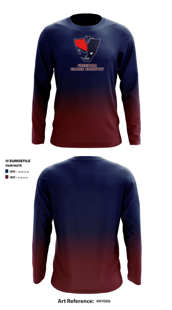 Long Sleeve Performance Shirt, Freedom High School Cross Country, Cross Country, Teamtime, Team time, sublimation, custom sports apparel, team uniforms, spirit wear, spiritwear, sports uniforms, custom shirts, team store, custom team store, fundraiser sports, apparel fundraiser