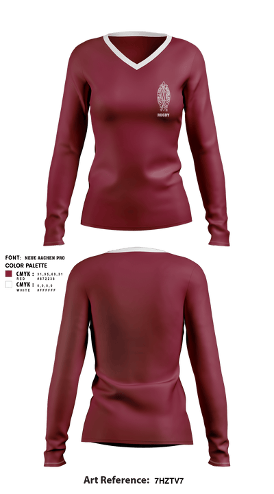 Morton West High School Rugby 27558142 Women's Long Sleeve V-neck Shirt - 1