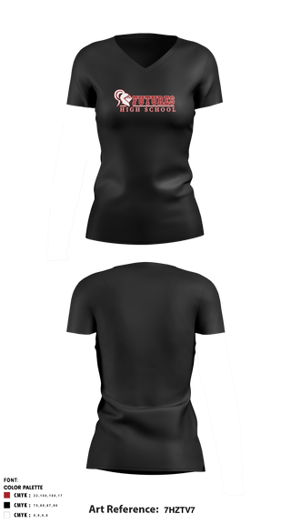 Women's Short Sleeve Vneck Shirt, Futures High School, School Spirit Store, Teamtime, Team time, sublimation, custom sports apparel, team uniforms, spirit wear, spiritwear, sports uniforms, custom shirts, team store, custom team store, fundraiser sports, apparel fundraiser