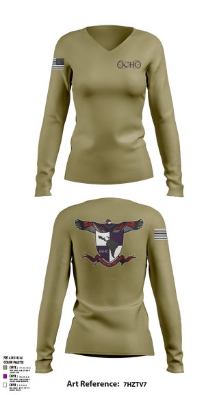 Women's Long Sleeve Vneck Shirt, 98th CA BN98th HHC CA BN TAN, Army, Teamtime, Team time, sublimation, custom sports apparel, team uniforms, spirit wear, spiritwear, sports uniforms, custom shirts, team store, custom team store, fundraiser sports, apparel fundraiser