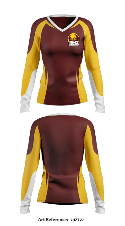 New Hampstead High School Cheer 16755023 Women's Long Sleeve V-neck Shirt - 1