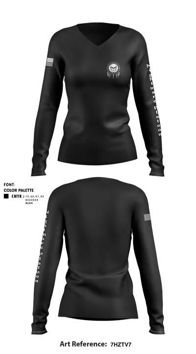 Nightmare 66114811 Women's Long Sleeve V-neck Shirt - 2