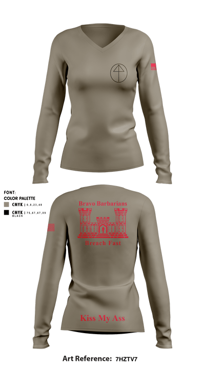 B 104th 82799853 Women's Long Sleeve V-neck Shirt - 4