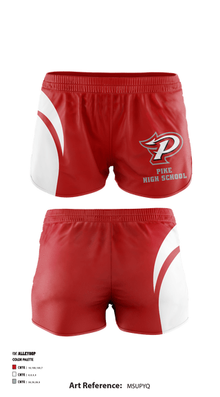 Women's Shorts, Pike High School, School Spirit Store, Teamtime, Team time, sublimation, custom sports apparel, team uniforms, spirit wear, spiritwear, sports uniforms, custom shirts, team store, custom team store, fundraiser sports, apparel fundraiser