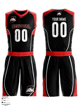 Basketball Uniform, Central High School Basketball, Men's Basketball, Teamtime, Team time, sublimation, custom sports apparel, team uniforms, spirit wear, spiritwear, sports uniforms, custom shirts, team store, custom team store, fundraiser sports, apparel fundraiser