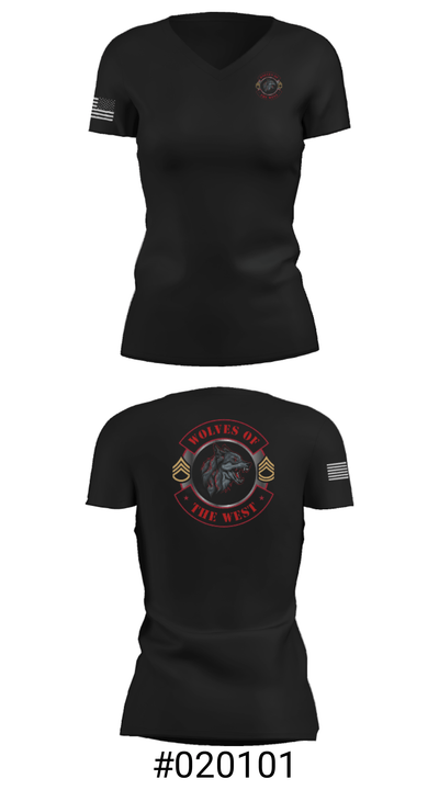 Wolves of the west 83450229 Women's Short Sleeve V-neck Shirt - 19