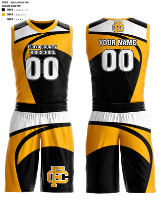 Basketball Uniform, Floyd County High School Basketball, Men's Basketball, Teamtime, Team time, sublimation, custom sports apparel, team uniforms, spirit wear, spiritwear, sports uniforms, custom shirts, team store, custom team store, fundraiser sports, apparel fundraiser