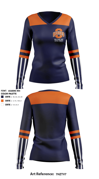 Oak Park and River Forest Field Hockey 54220256 Women's Long Sleeve V-neck Shirt - 1