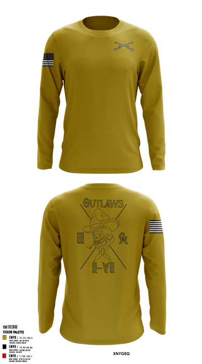3rd Platoon Outlaws 57777310 Long Sleeve Performance Shirt - 1
