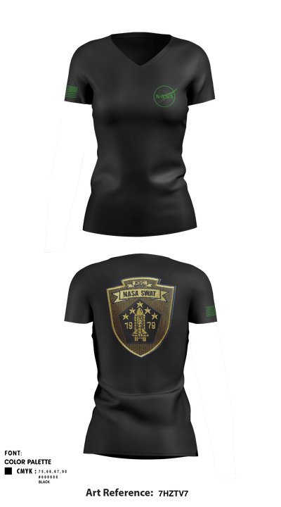NASA SWAT 36071468 Women's Short Sleeve V-neck Shirt - 1