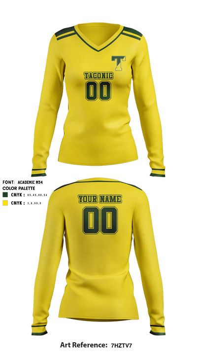 Taconic High School Volleyball 26091009 Women's Long Sleeve V-neck Shirt - 2