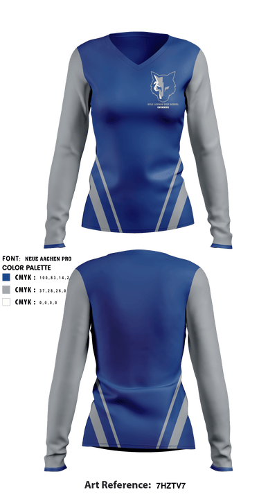 Kyle Lehman High School Swimming 62684356 Women's Long Sleeve V-neck Shirt - 3