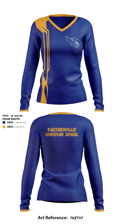 Factoryville Christian School 78112632 Women's Long Sleeve V-neck Shirt - 3