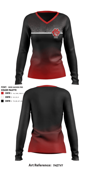 Women's Long Sleeve Vneck Shirt, Colleyville Heritage High School Cheer, , Teamtime, Team time, sublimation, custom sports apparel, team uniforms, spirit wear, spiritwear, sports uniforms, custom shirts, team store, custom team store, fundraiser sports, apparel fundraiser