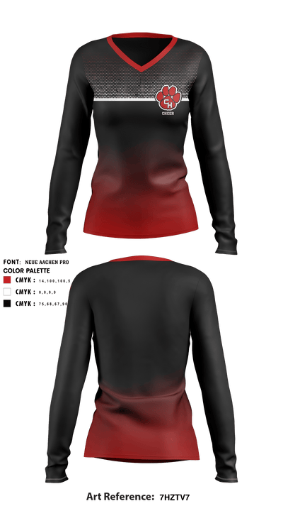 Colleyville Heritage High School Cheer 64869886 Women's Long Sleeve V-neck Shirt - 5