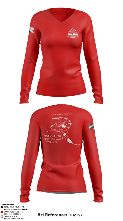Wind River Agency Fire & Forestry 75939115 Women's Long Sleeve V-neck Shirt - 2