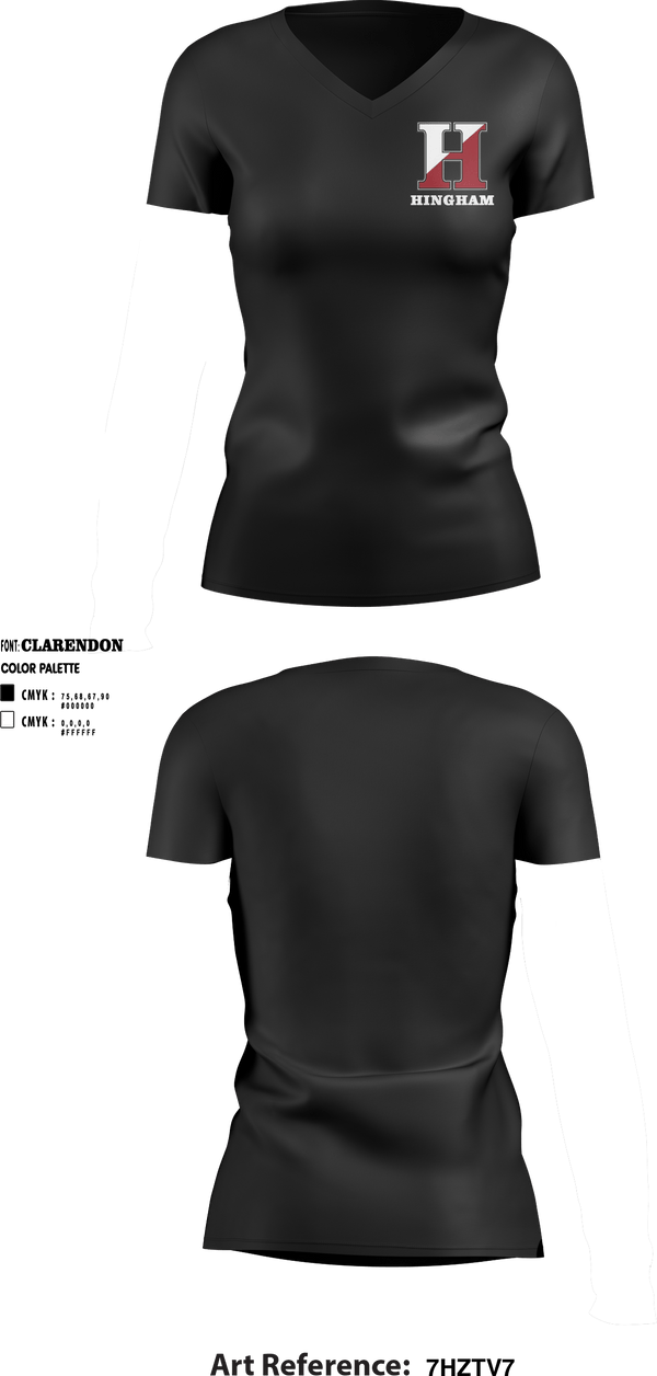 Women's Short Sleeve Vneck Shirt, Hingham High School, Spirit Store, Teamtime, Team time, sublimation, custom sports apparel, team uniforms, spirit wear, spiritwear, sports uniforms, custom shirts, team store, custom team store, fundraiser sports, apparel fundraiser