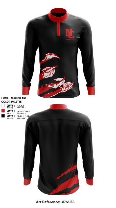 North Central Panthers Volleyball 84585356 Quarter Zip Jacket - 1