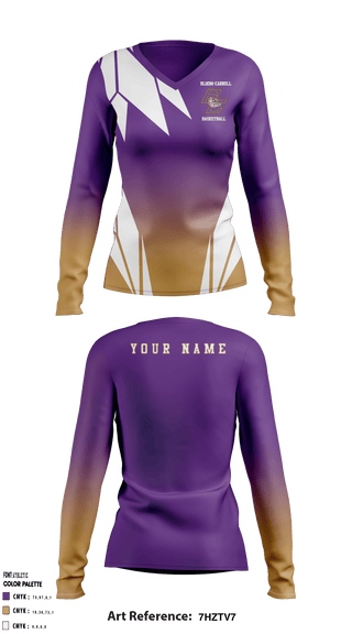 Women's Long Sleeve Vneck Shirt, Bloom-Carroll High School Basketball, Women's Basketball, Teamtime, Team time, sublimation, custom sports apparel, team uniforms, spirit wear, spiritwear, sports uniforms, custom shirts, team store, custom team store, fundraiser sports, apparel fundraiser