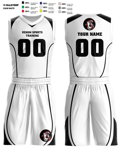 Basketball Uniform, Venom Sports Training, Men's Basketball, Teamtime, Team time, sublimation, custom sports apparel, team uniforms, spirit wear, spiritwear, sports uniforms, custom shirts, team store, custom team store, fundraiser sports, apparel fundraiser