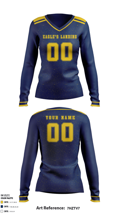 Eagle's Landing High School Women's Volleyball 18232717 Women's Long Sleeve V-neck Shirt - 1