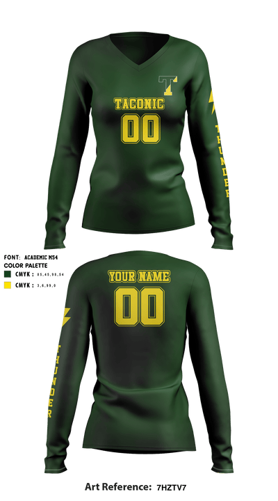 Taconic High School Volleyball 26091009 Women's Long Sleeve V-neck Shirt - 9
