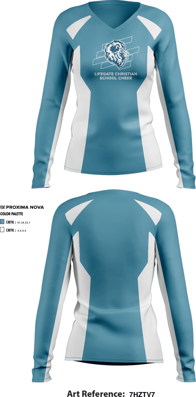 Lifegate Christian School Cheer 81273315 Women's Long Sleeve V-neck Shirt - 1
