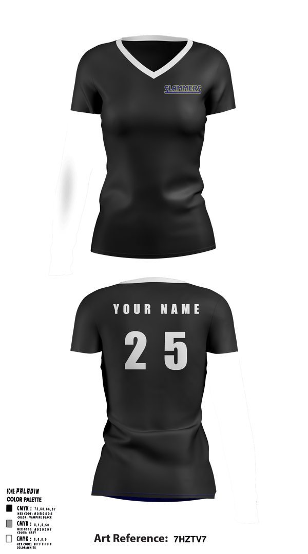 Women's Short Sleeve Vneck Shirt, Slammers FP, Softball, Teamtime, Team time, sublimation, custom sports apparel, team uniforms, spirit wear, spiritwear, sports uniforms, custom shirts, team store, custom team store, fundraiser sports, apparel fundraiser