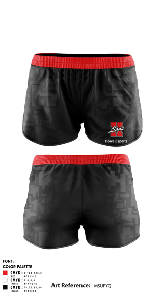 Women's Shorts, Howe Lions, E-Sports, Teamtime, Team time, sublimation, custom sports apparel, team uniforms, spirit wear, spiritwear, sports uniforms, custom shirts, team store, custom team store, fundraiser sports, apparel fundraiser