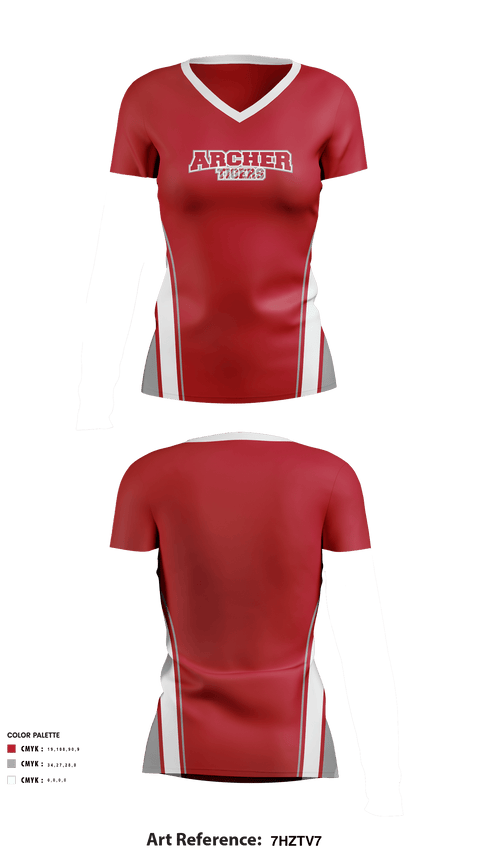 Women's Short Sleeve Vneck Shirt, Archer Athletic Association, School Spirit Store, Teamtime, Team time, sublimation, custom sports apparel, team uniforms, spirit wear, spiritwear, sports uniforms, custom shirts, team store, custom team store, fundraiser sports, apparel fundraiser