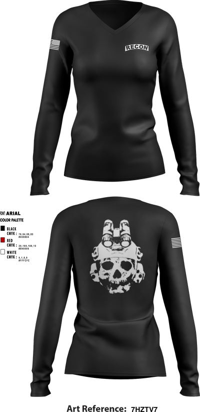 4-6 IN Recon 16488022 Women's Long Sleeve V-neck Shirt - 1