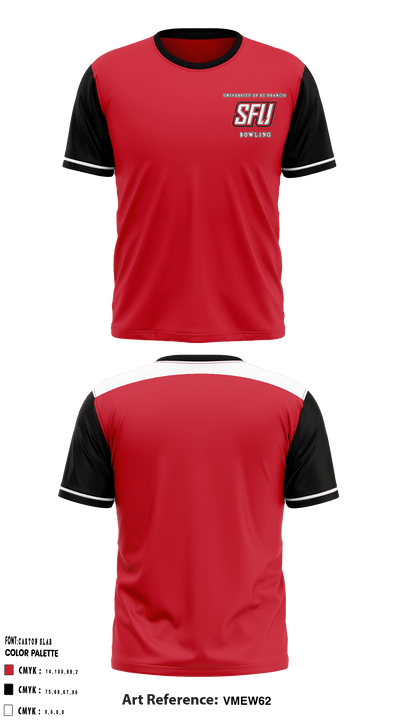 University of St Francis bowling 66161632 Short Sleeve Performance Shirt - 1