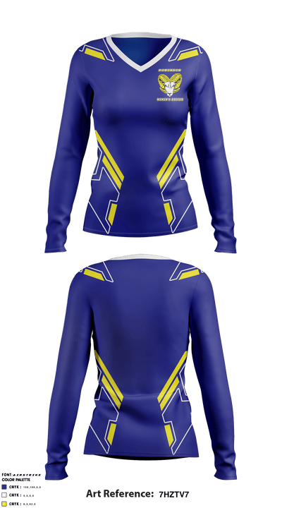 Robinson Secondary School Soccer 74424534 Women's Long Sleeve V-neck Shirt - 1